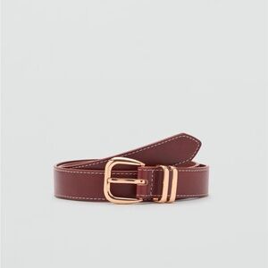 New with Tags - Mango Brown Metal Buckle Belt with Gold Buckle, Size S